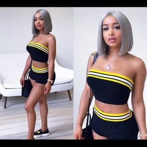 Two piece yellow striped